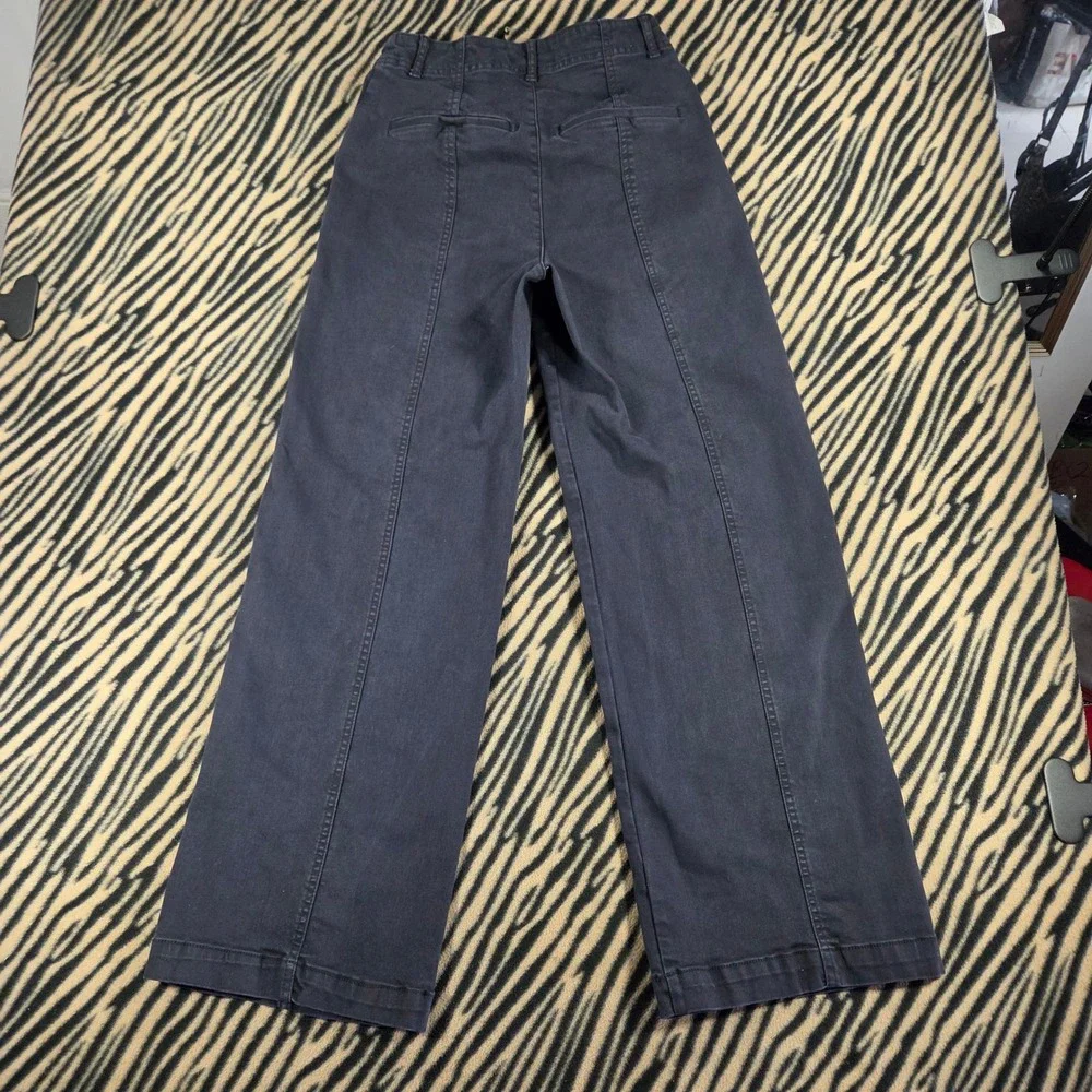 Universal Thread Charcoal Grey Wide Leg Stitched Seam Utility Pants sz 2 Hi Rise